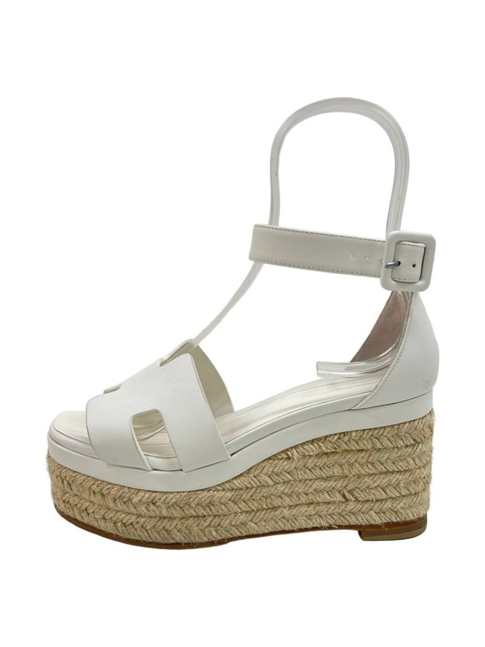 Hermes Pumps Elda White Espadrilles Wedge Sole Leather